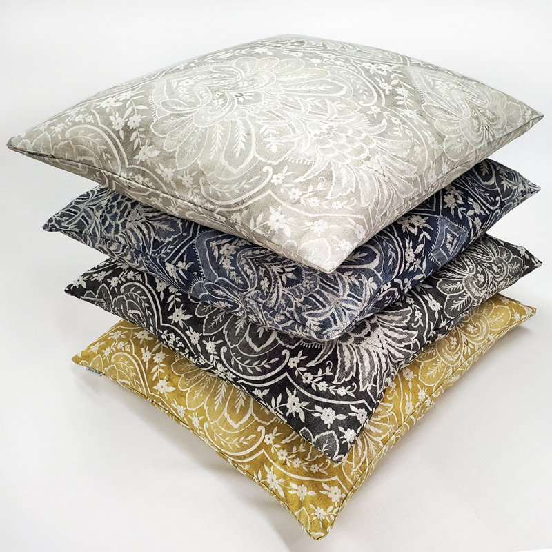 Coussin décoratif damassé gris foncé Leo 21 x 21, Gris