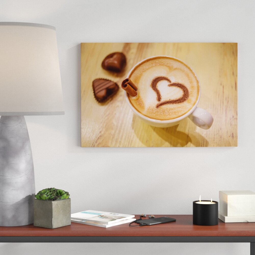 Leinwandbild „Herz aus Schaum, Cappucino“, Fotodruck