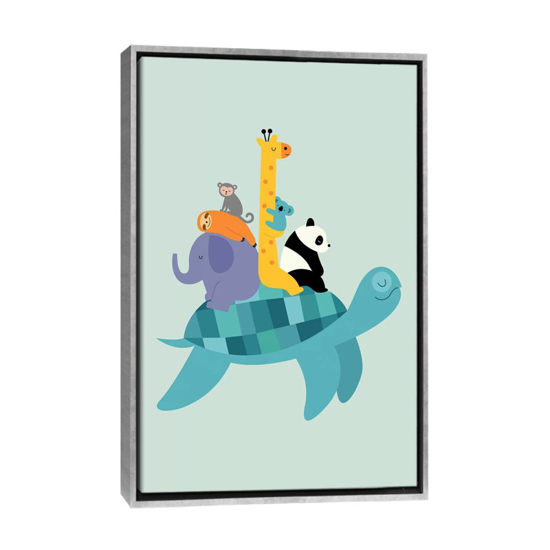 «Travel Together» par Andy Westface - impression d'art graphique, H 60 po x l 40po x P 1,5 po, Toile encadrée argentée