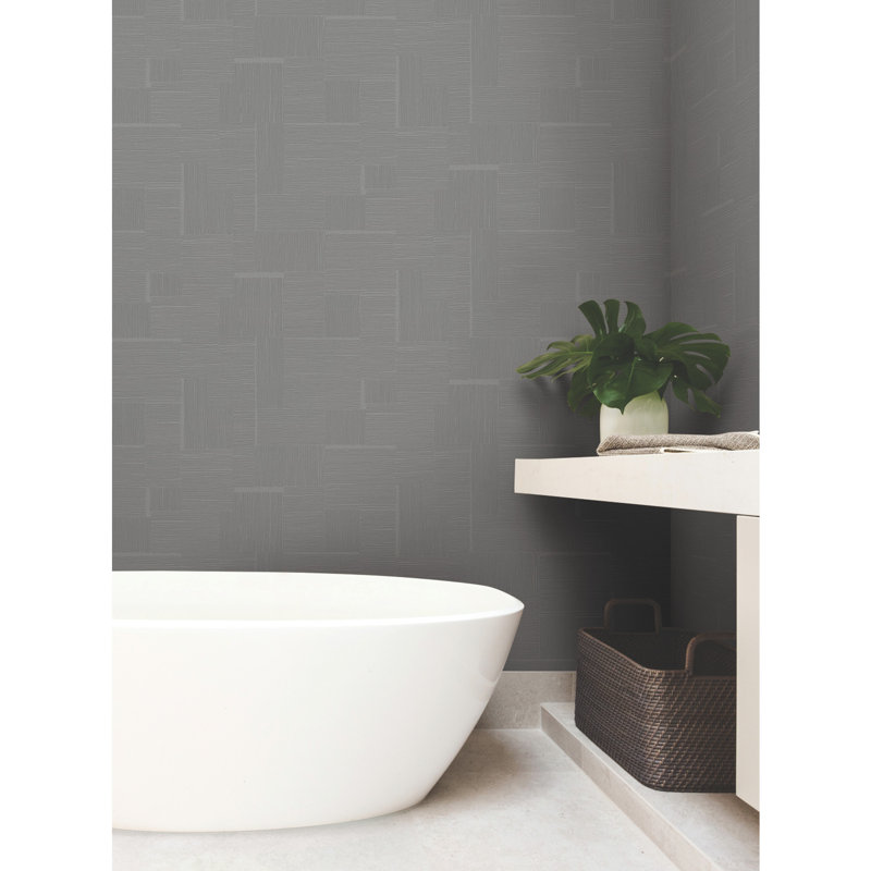 Geometric Metallic Wallpaper Roll, Gunmetal