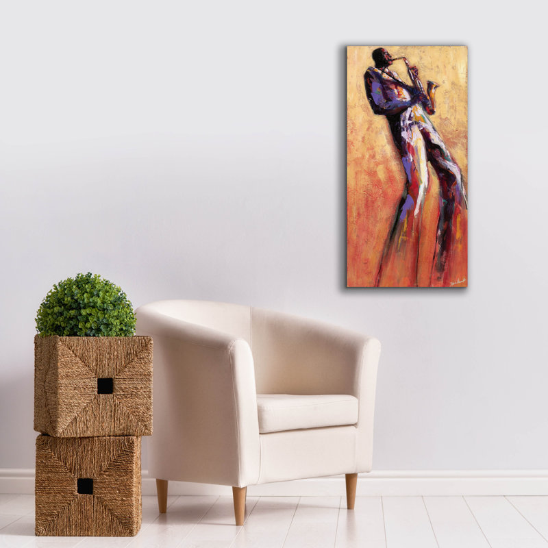 «Sax Solo» par Monica Stewart, H 40 po x l 20 po x P 1,5 po