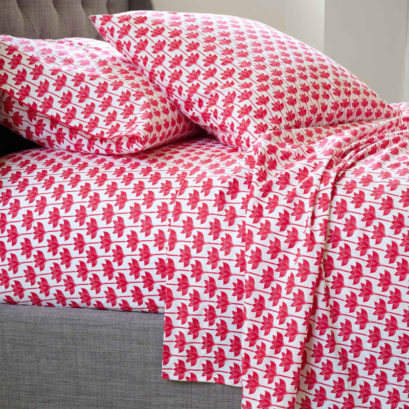 Long Stem Lotus 100% Cotton 150TC Fitted Sheet, Super King (6')