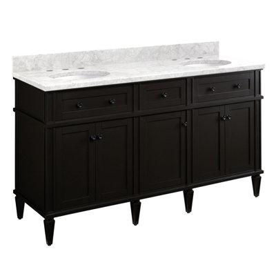 Elmdale 60" Freestanding Mahogany Double Basin Vanity  Oval Undermount Sink - 8" Faucet Holes