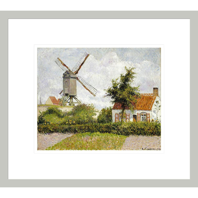 «Windmill at Knock Belgium» par Camille Pissarro, impression giclée sur cadre, 13.75" H x 15.4" W