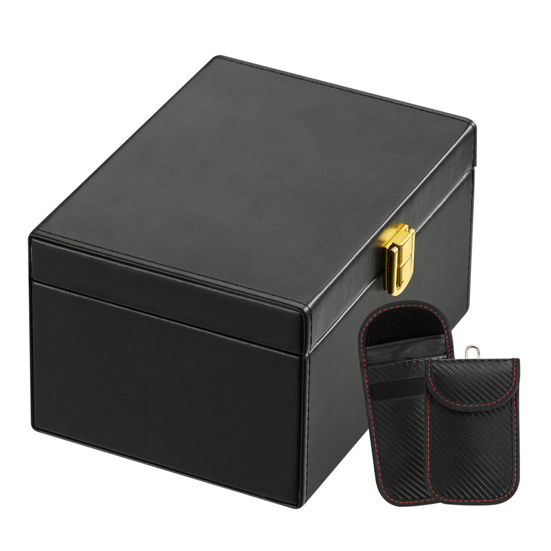 Heino Box Signal Blocking Holder for 5~8 Car Keys with 2 Key Bags Black