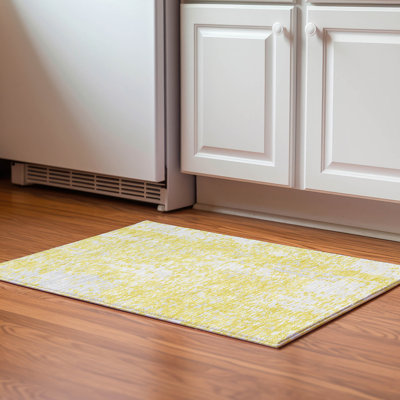 Premium Machine Washable Prisco Yellow Rug