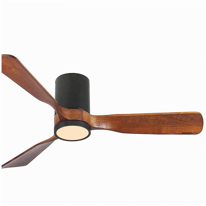 52-inch LED indoor/outdoor recessed frosted black ceiling fan, 6-speed DC remote control, 52.16" Wide