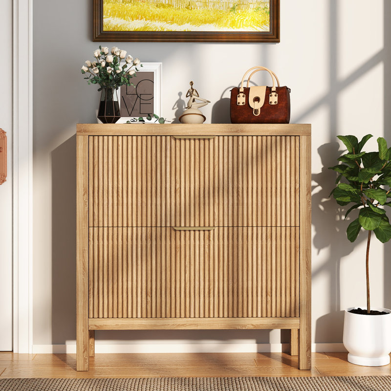 Armoire de rangement pour 18 paires de chaussures, Bois naturel