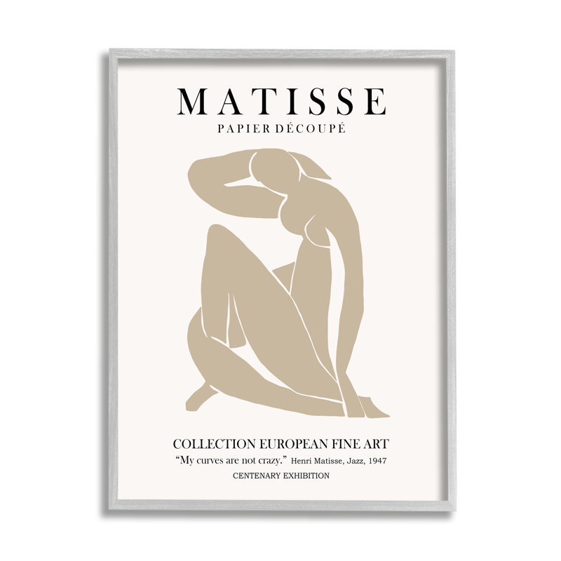 Neutre, silhouette, femme moderne, texte d'exposition Matisse, L 24 po x H 24 po, Estampe numérique Farmhouse
