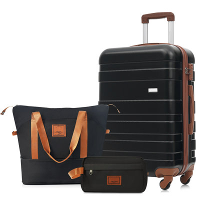Ensemble de 3 valises - Valise à carreaux 24 po avec sac de toilette à sec TSA