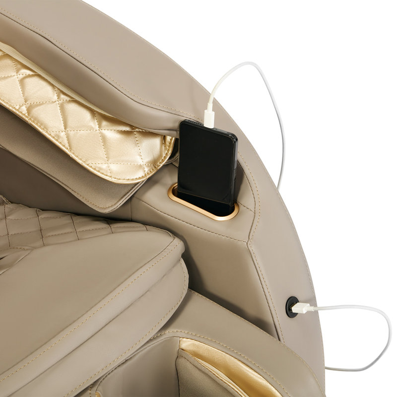 Faux Leather Heated Massage Chair, Khaki