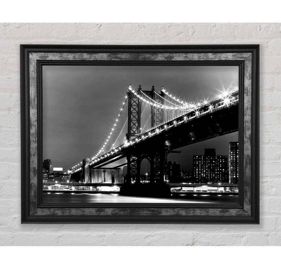 Brooklyn Bridge Lights B N W - Bilderrahmen Kunstdrucke