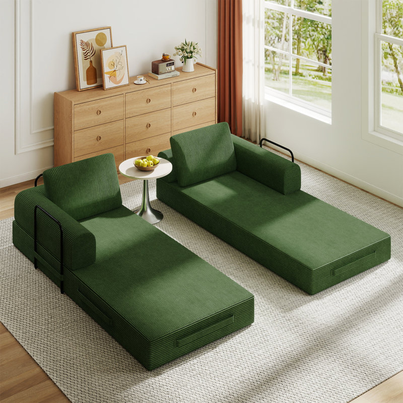 Canapé-lit convertible moderne avec matelas pliant et cadre fixe pour espaces multifonctionnels