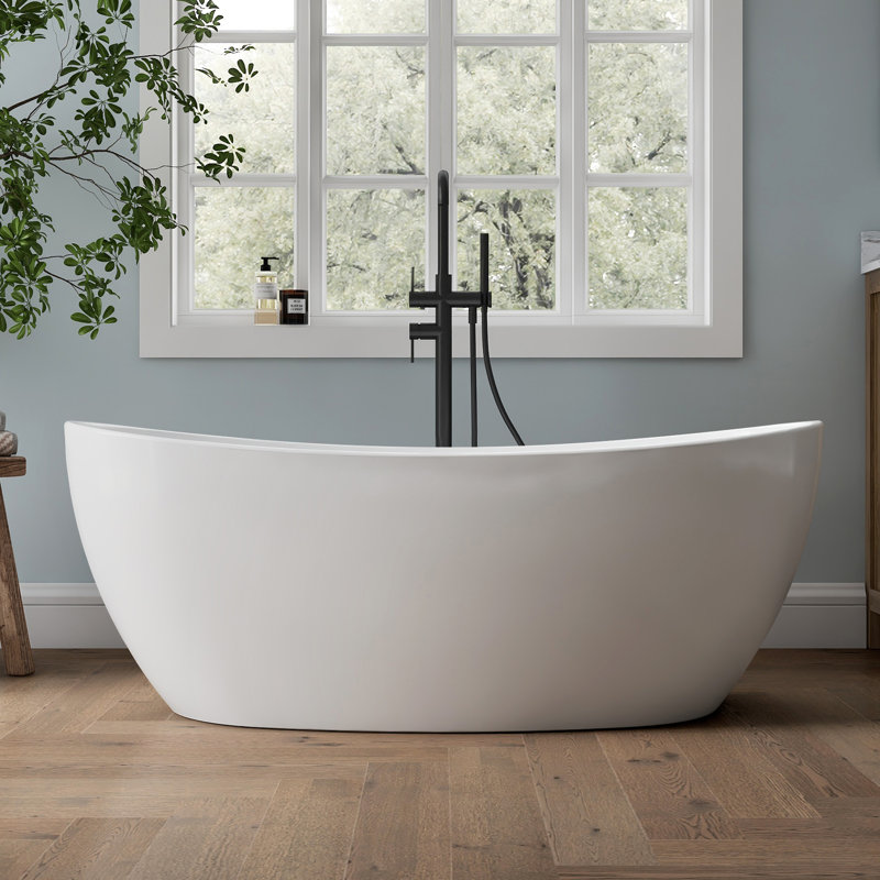 55'' Freestanding Acrylic Tub Freestanding Soaking Bathtub