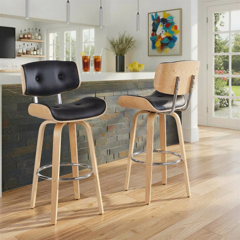 Swivel Upholstered Counter Stool, Black