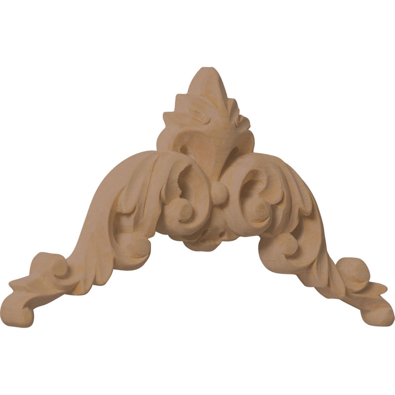 Large Rubberwood Ornate Corner Onlay Accent Piece