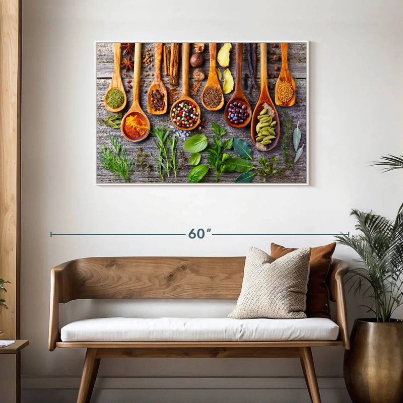 Herbes et épices, Cadre flottant blanc, 43 po x 29 po