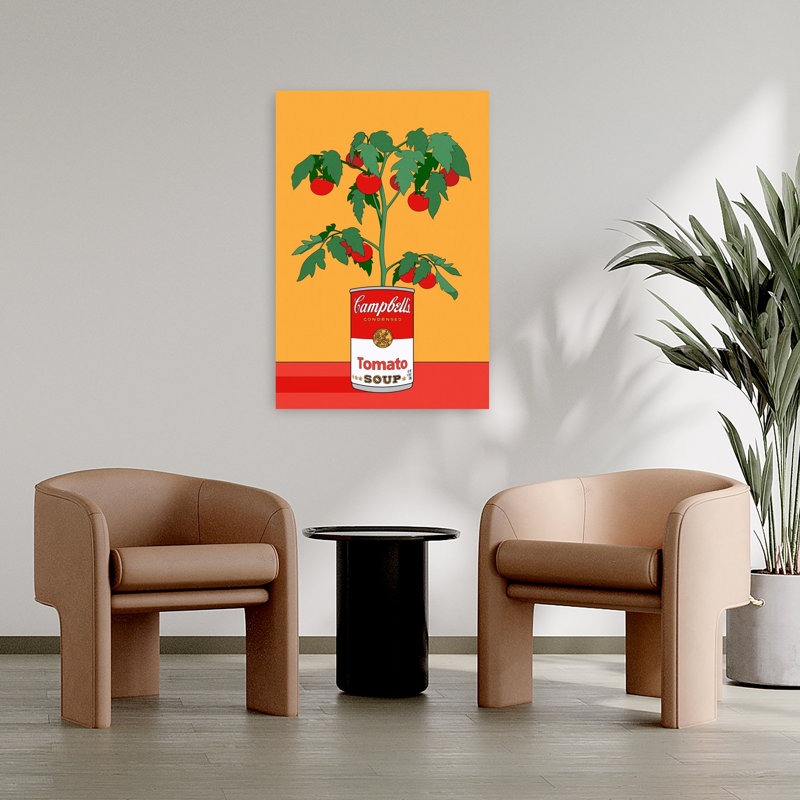 Art contemporain rétro, plante rétro, H 36 po x l 24 po