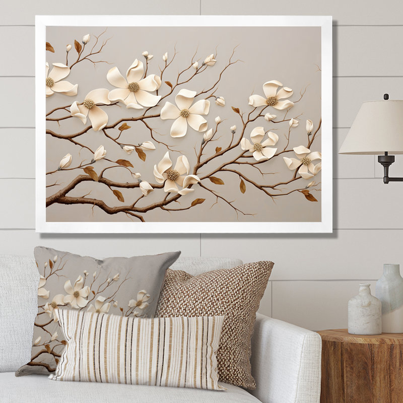 Cornouiller blanc Blossom Harmony I - impression, Cadre de coin blanc fermé, H 12 po x l 20 po x P 1 po