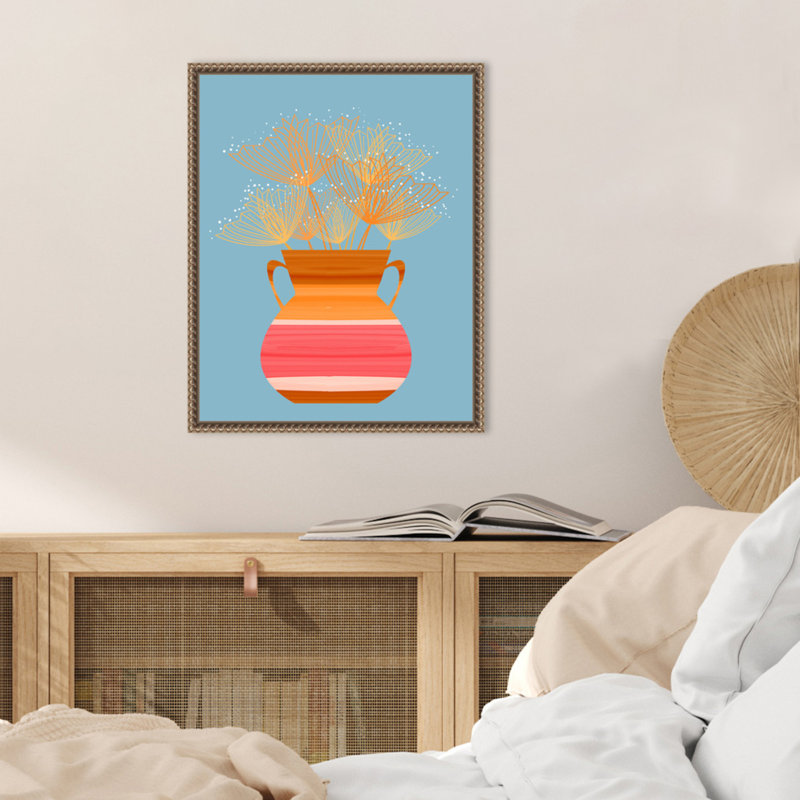 «Pots Florals Boho 2» par Kincade, reproduction d'art sur toile encadrée, H 20 po x l 16 po