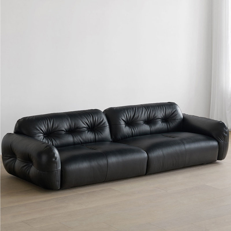 Canapé de salon noir à ambiance française rétro, H 28,34 po x l 112,2 po x P 40,15 po, 4