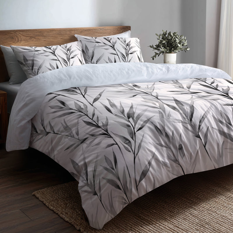 Ensemble de literie à motif floral 3 pièces - Ensemble de housse de couette Modern