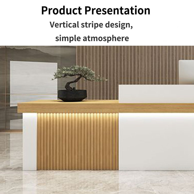 Style Front Desk, Checkout Counter & Computer Desk – Sleek, Functional Design for Commercial Spaces, Burly Wood/White