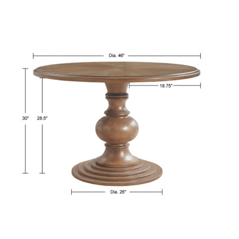 46" Round Reclaimed Walnut Pedestal Dining Table - Rustic Charm for Your Home