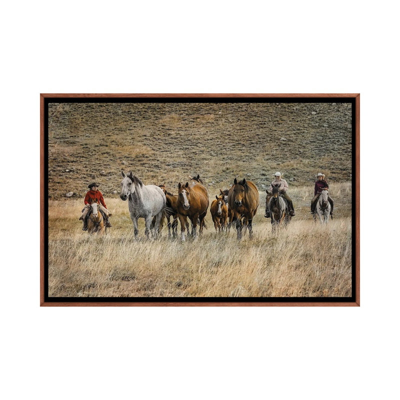 Moving Horses by Rhonda Thompson - Floater Frame Print on Canvas
