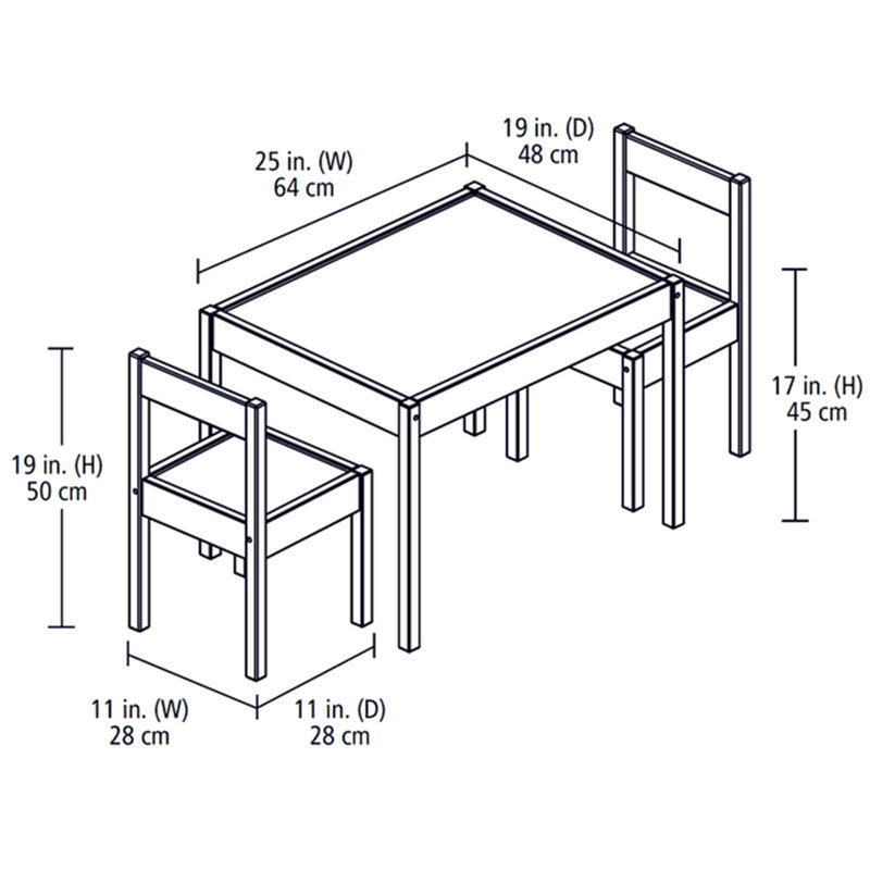 Ebern Designs 3 Piece Table and Chairs Set with Natural Finish and Dry Erase Surface