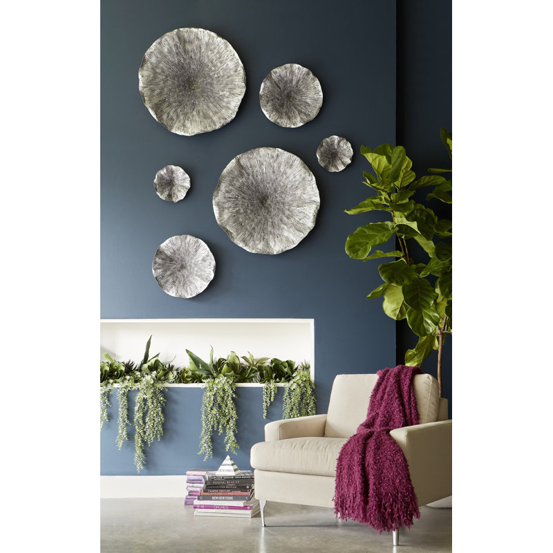 Lotus Wall Décor, Antique Silver, 28" H x 28" W x 5" D