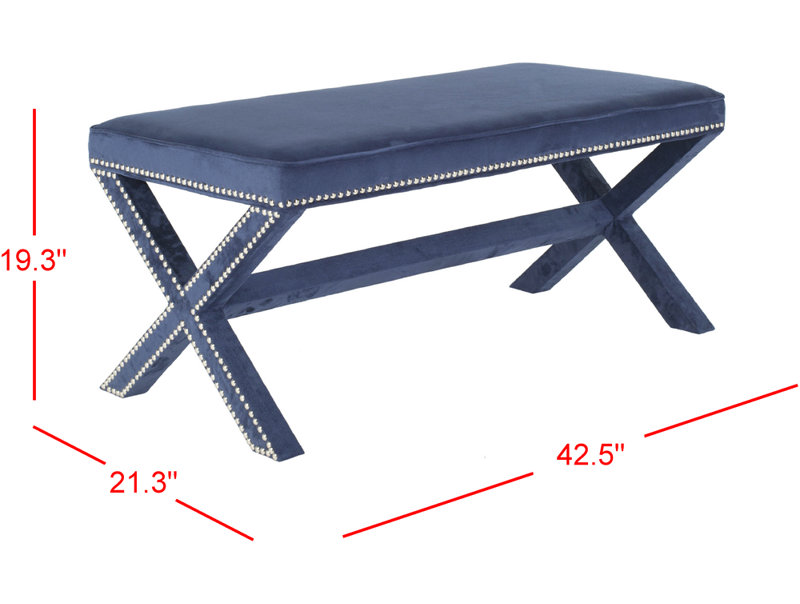 Keldah Cotton Blend Upholstered Bench, Indigo