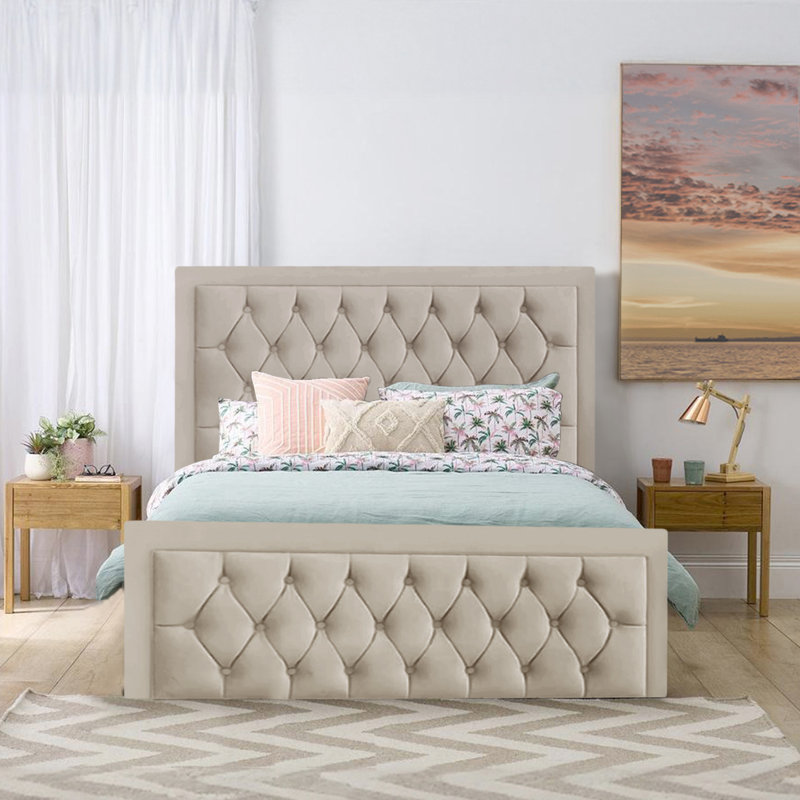 Lillias Upholstered Ottoman Storage Bed, Coffee, 150 x 200 cm