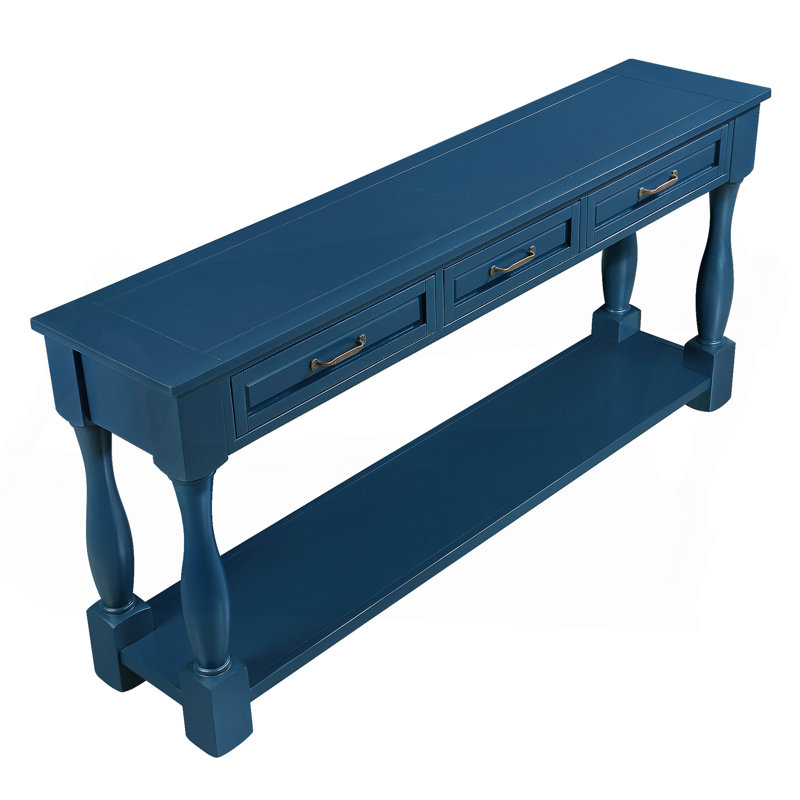 Bastedo 63.4''L*14.5”W Wood Console Table,Storage Side Table,Extra-thick Sofa Table with 3 Drawers and 1 Bottom Shelf