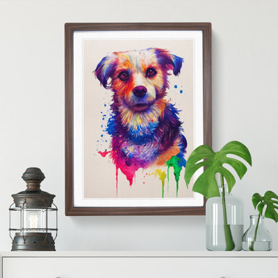 XV1022-1562X Colourful Dog Painted 1 Piece Single Picture Frame Wall Art