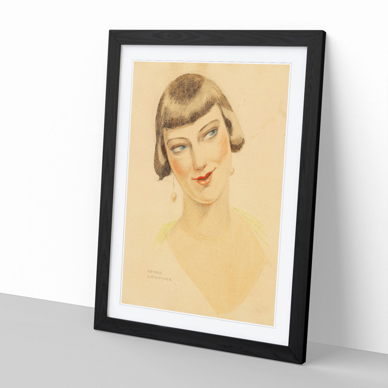 Portrait of Elna Tegner by Gerda Wegener - Picture Frame Painting, Black Framed, 65cm H x 48cm W x 2cm D