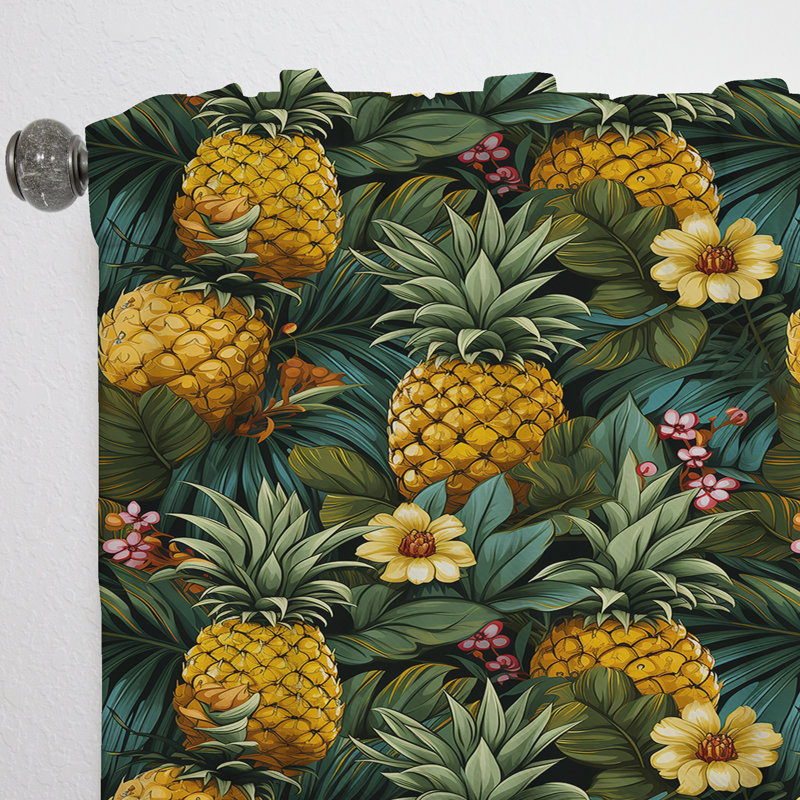 Pineapple Delight - motif tropical I - Rideau tropical - Velours obscurcissant - 1 panneau, L 52 po x L 108 po