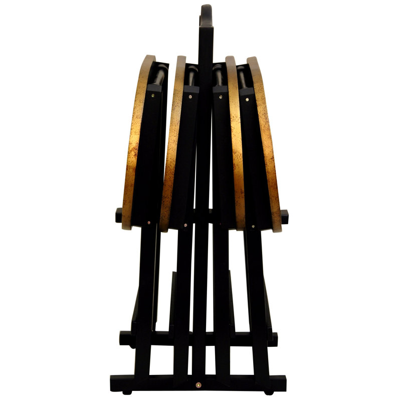 Lacquer TV Tray Set with Stand, Black