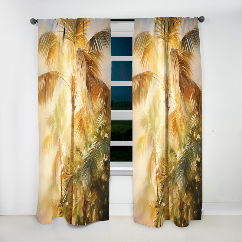Haversham Palm Trees Romantic Impression II - Traditional Velvet Curtain - Room Darkening - 1 Panel, 52" W x 95" L