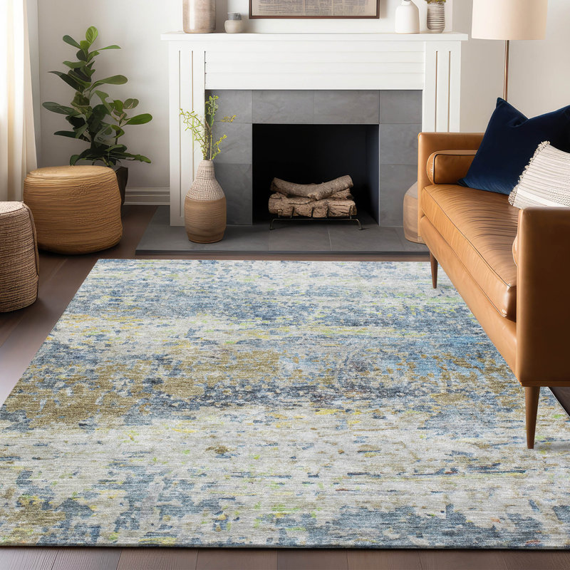 Tapis d'intérieur / extérieur bleu Talia , 5' x 7'6"