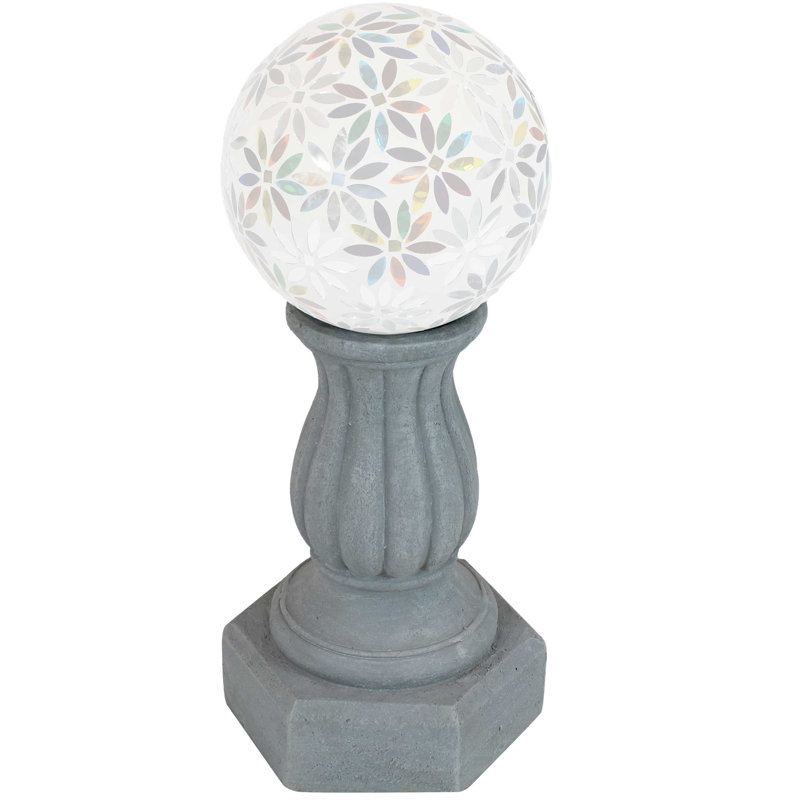 Globe terrestre d'extérieur en polyrésine de 15,75 po Jonina, Gris