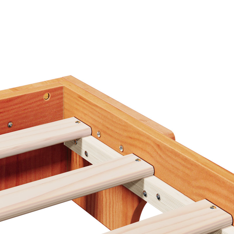 Bed Frame Solid Pine Wood, Double (4'6), Wax Brown
