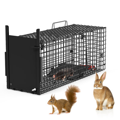 32in 2 Door Live Animal Cage Trap For Animals Under 12LBS Easy To Setup Humane Galvanized Iron Trap Cage For Rabbits Groundhogs Skunk Opossums Nutria