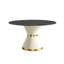 Table de salle à manger moderne 53,15 po en pierre artificielle ronde en acier au carbone pouvant accueillir 6 personnes