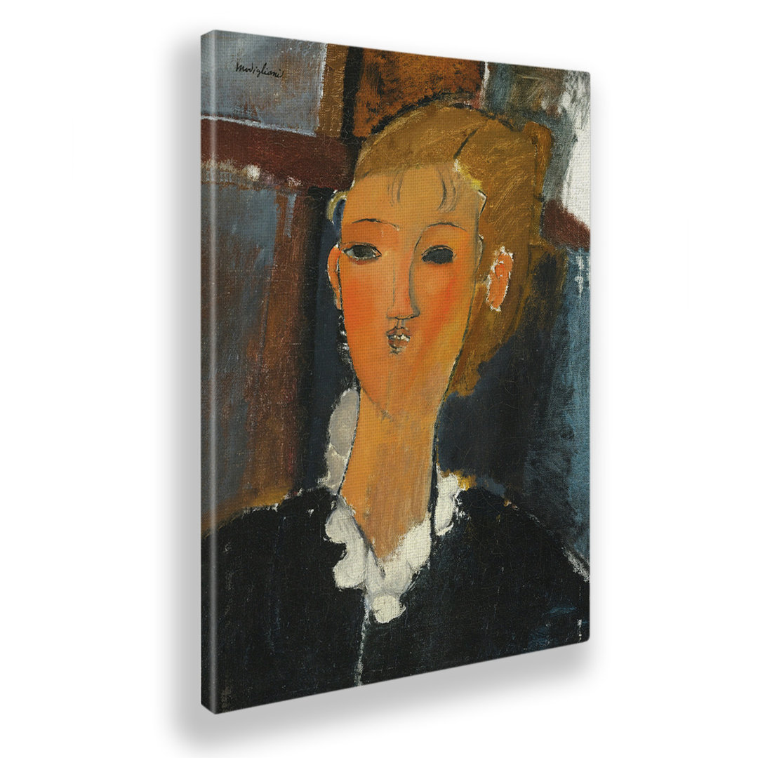 Wandbild Junge Frau mit Kragen von Amedeo Modigliani