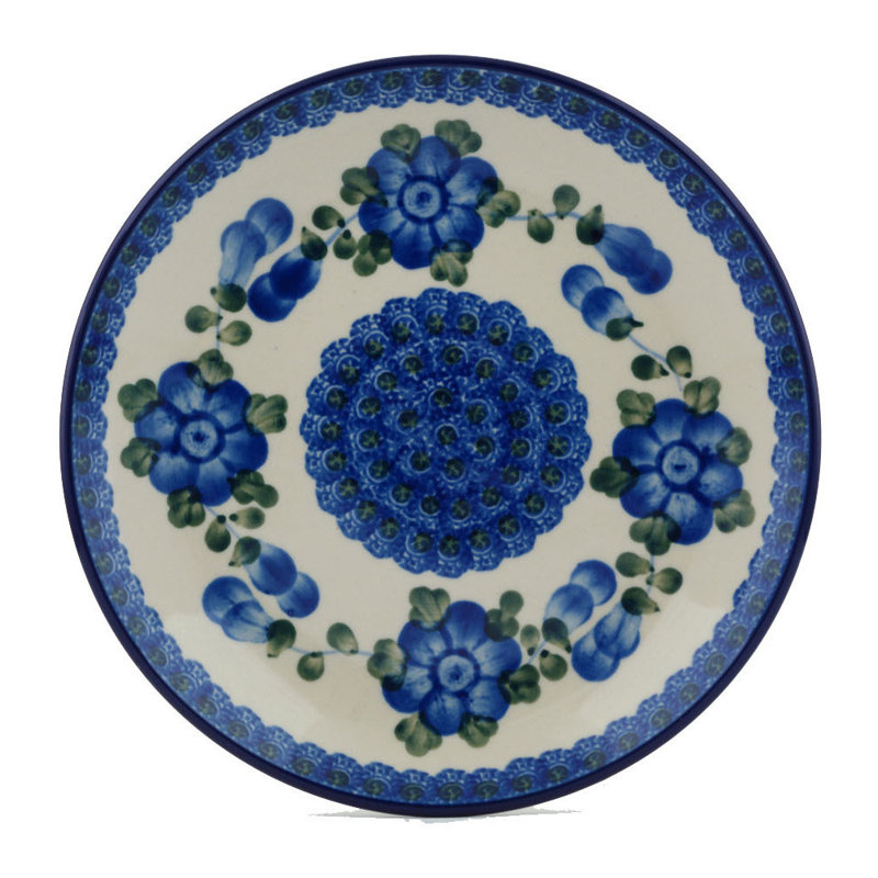 Blue Poppies Polish Pottery 8" Plate