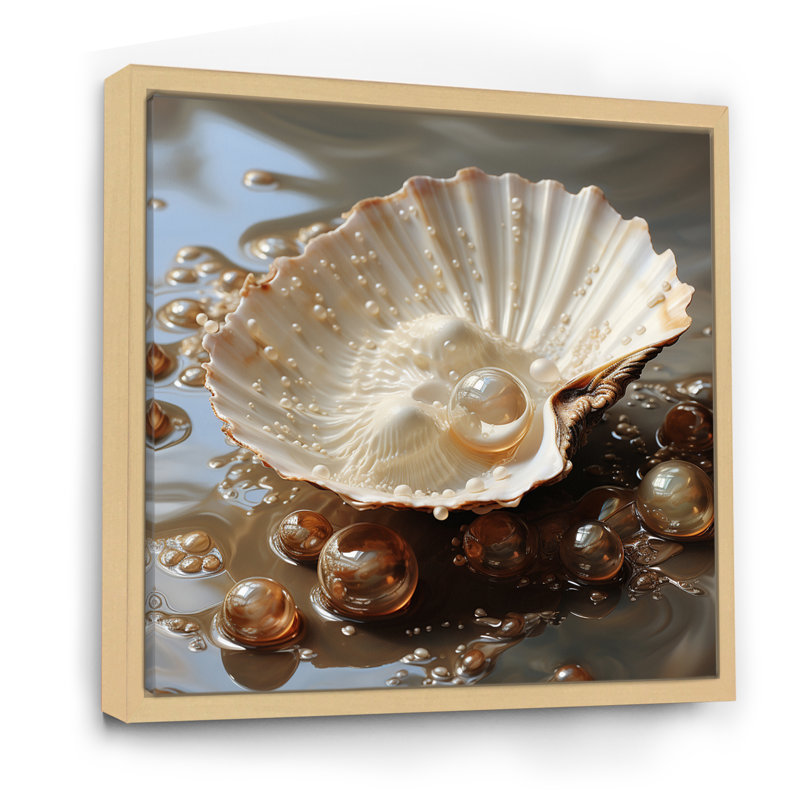 Beige palourde perle - imprimé, H 30 po x l 30 po x P 1 po, Cadre naturel flottant