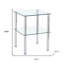 Ensemble de deux tables de bout carrées en métal et verre transparent et argenté avec tablette