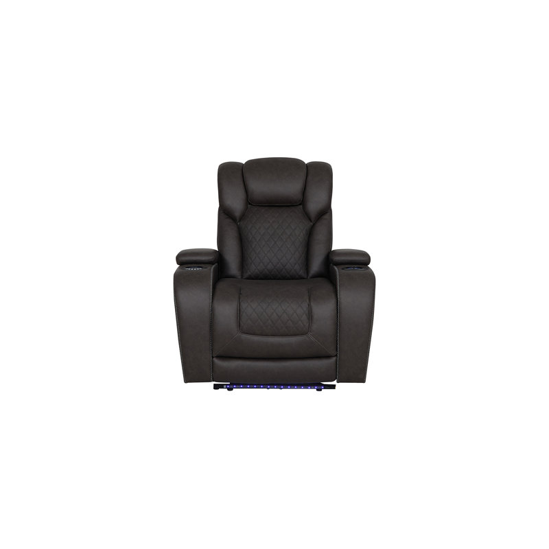 Wendell Dark Gray Microfiber Power Motion Recliner W/Storage