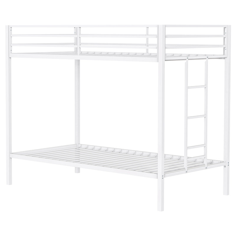 77,5 po x 41,2 po x 63,0 po, 1 pièce, en métal, lit superposé simple au-dessus d'un lit simple, blanc